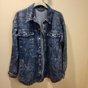 IRIS Blue Acid Washed  Denim Jacket With Pockets Size M